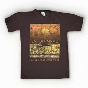 Jason Mraz "Love Is A Four Letter Word" T-Shirt 100% Cotton Concert‎ Tour Brown
